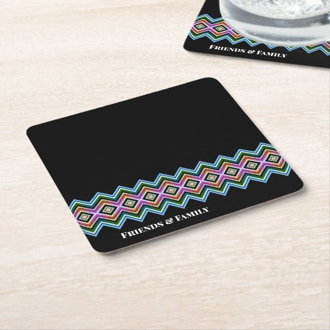 Schwarzweiß-Rosa und Blau Rechteckiger Pappuntersetzer (angewinkelt)