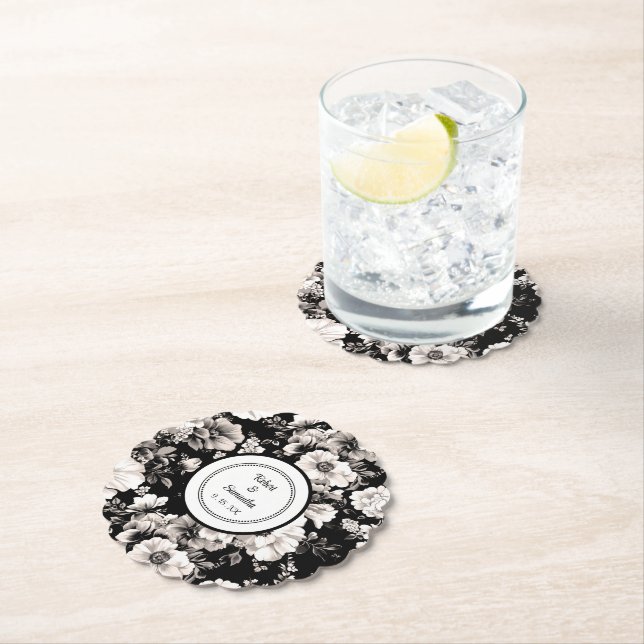 Schwarzweiß-Rose Hochzeitskerzen Untersetzer (Vor Ort)