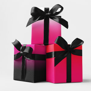Schwarzweiß, Rot und Heiß Rosa Ombre Mix Geschenkpapier Set