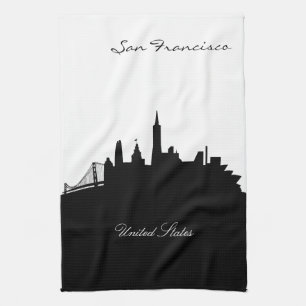 Schwarzweiss-San Francisco Skyline Geschirrtuch
