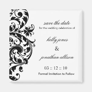 Schwarzweiss-Save the Date Wedding Magnet