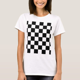 Schwarzweiss-Schachbrett-Retro Hipster T-Shirt