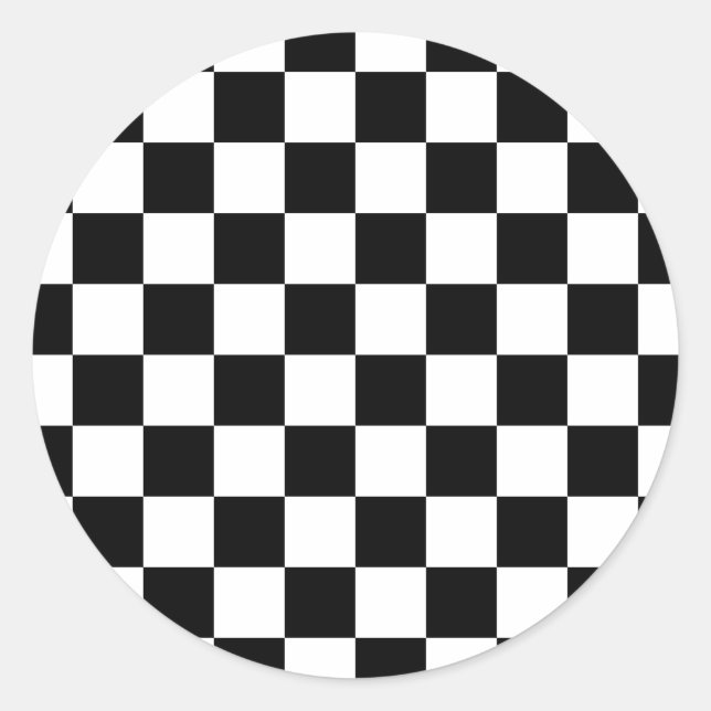 Schwarzweiß-Schachbrett Runder Aufkleber (Vorderseite)
