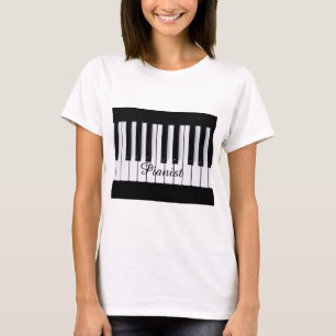 Schwarzweiss-Schlüssel-Klavier T-Shirt