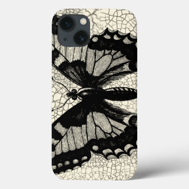 Schwarzweiss-Schmetterling auf gebrochenem Case-Mate iPhone Hülle (Rückseite)