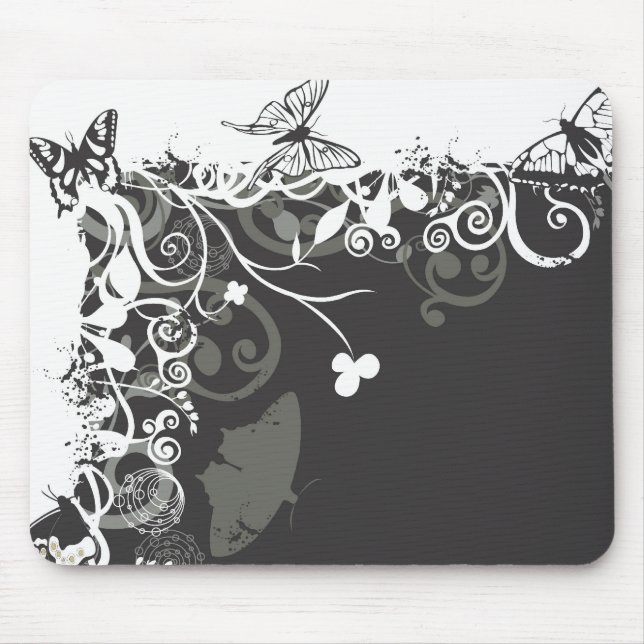 Schwarzweiss-Schmetterlinge Mousepad (Vorne)