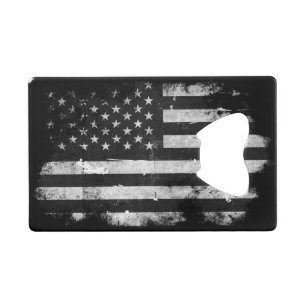 Schwarzweiss-Schmutz-amerikanische Flagge Kreditkarten Flaschenöffner