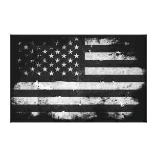 Schwarzweiss-Schmutz-amerikanische Flagge Leinwanddruck