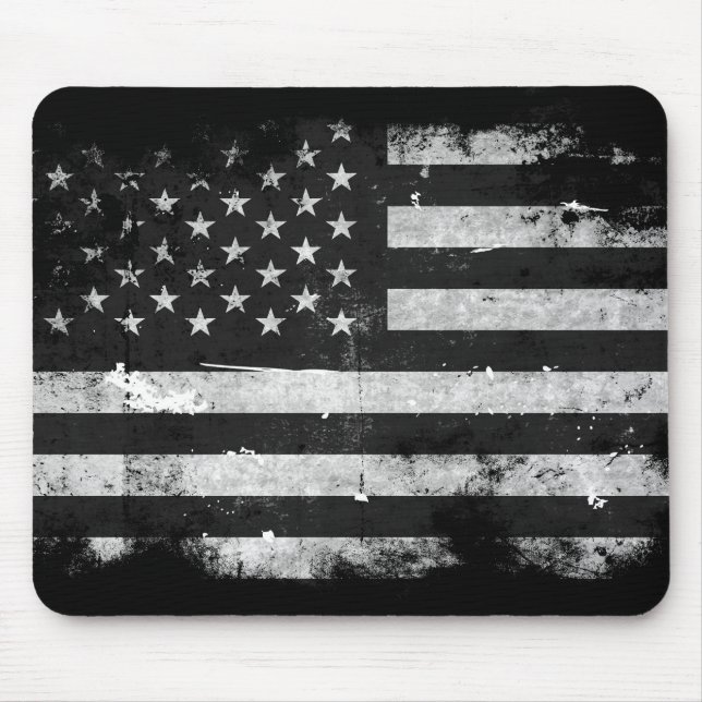Schwarzweiss-Schmutz-amerikanische Flagge Mousepad (Vorne)