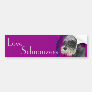 Schwarzweiss-Schnauzer mit lila Hintergrund Autoaufkleber