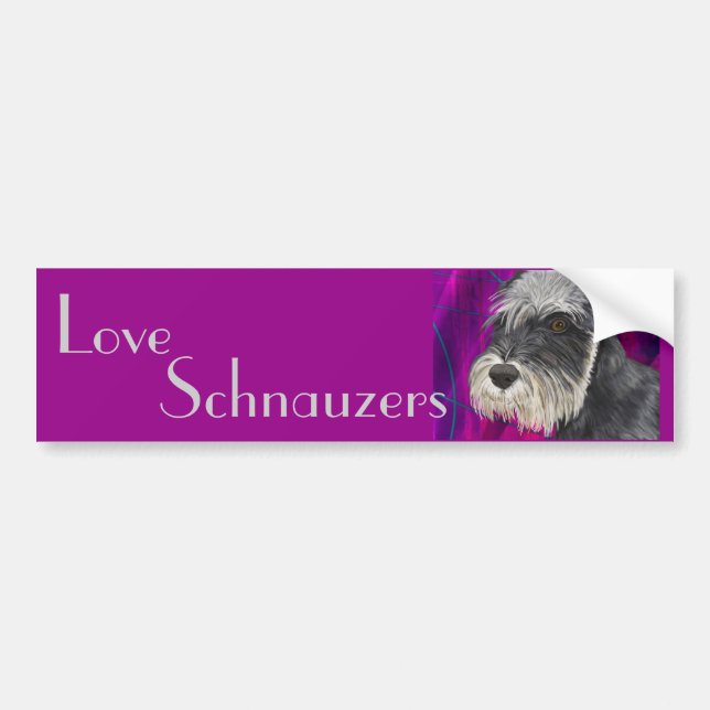 Schwarzweiss-Schnauzer mit lila Hintergrund Autoaufkleber (Vorne)