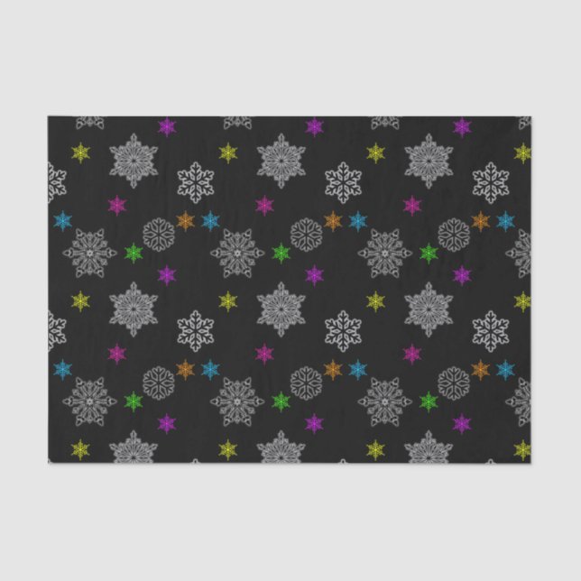 Schwarzweiß-Schneeflocken-Tissue Seidenpapier (Vorderseite)