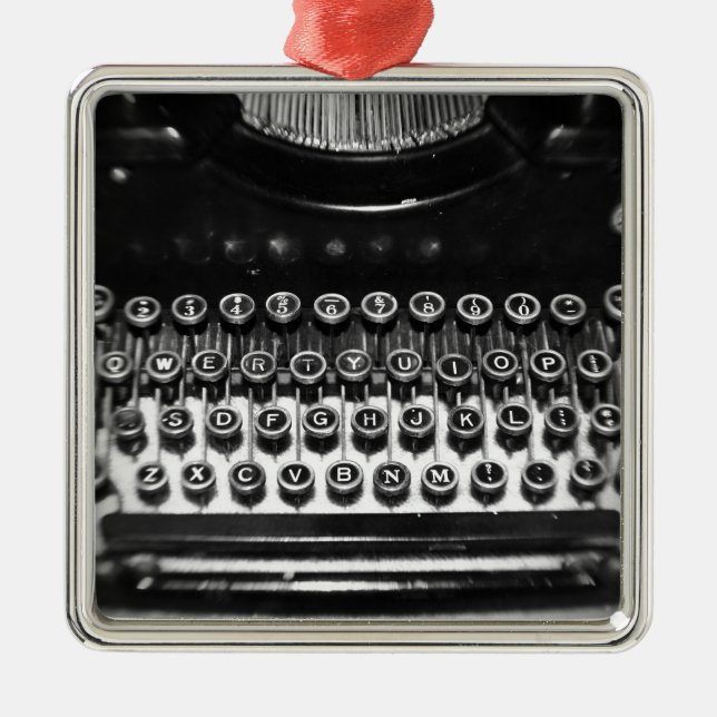 Schwarzweiss-Schreibmaschine Silbernes Ornament (Vorne)