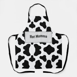 Schwarzweiß-Schürze "Hot Momma" Cowhid-Design Schürze