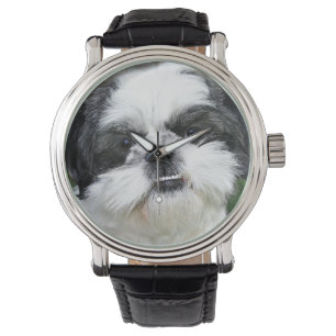 Schwarzweiß Shih Tzu Armbanduhr