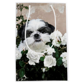 Schwarzweiss-Shih Tzu Mittlere Geschenktüte