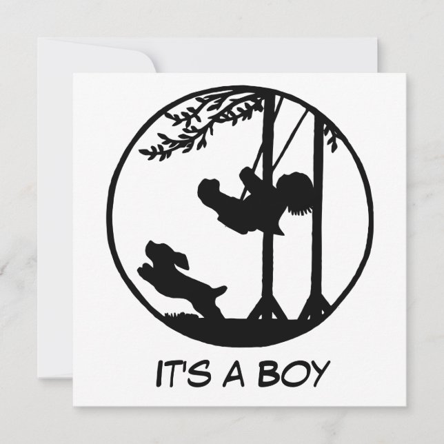 Schwarzweiss-Silhouettekunst-Babydusche Einladung (Vorderseite)