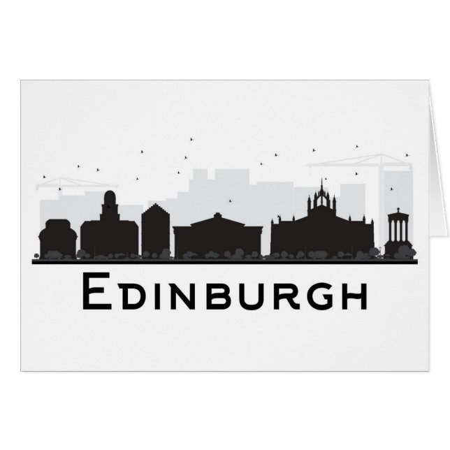 Schwarzweiss-Skyline Edinburghs Schottland | (Vorderseite (Horizontal))