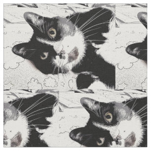 Schwarzweiss-Smokings-Katzen-Gewebe Stoff