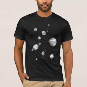 Schwarzweiss-Sonnensystem im Raum T-Shirt