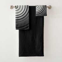 Schwarzweiss-Spirale Badhandtuch Set