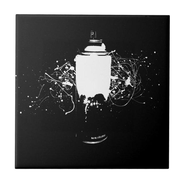 Schwarzweiss-Spray-Farbe kann Spritzer-Kunst Fliese (Vorderseite)