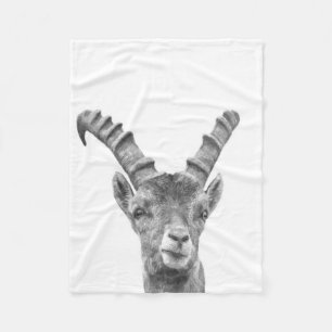 Schwarzweiss-Steinbocktierporträt Fleecedecke