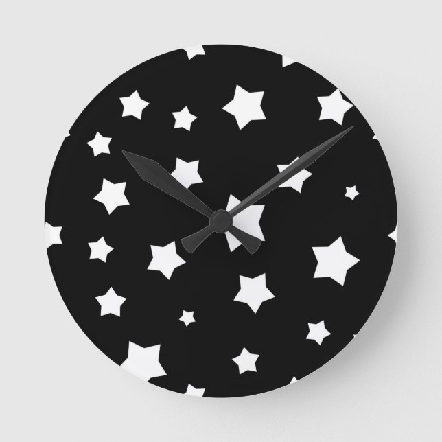 Schwarzweiss-Sternchen-Vereinbarung Runde Wanduhr (Vorderseite)