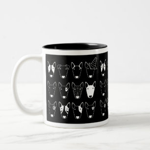 Schwarzweiss-Stier-Terrier-Tasse (Multibull Linie) Zweifarbige Tasse