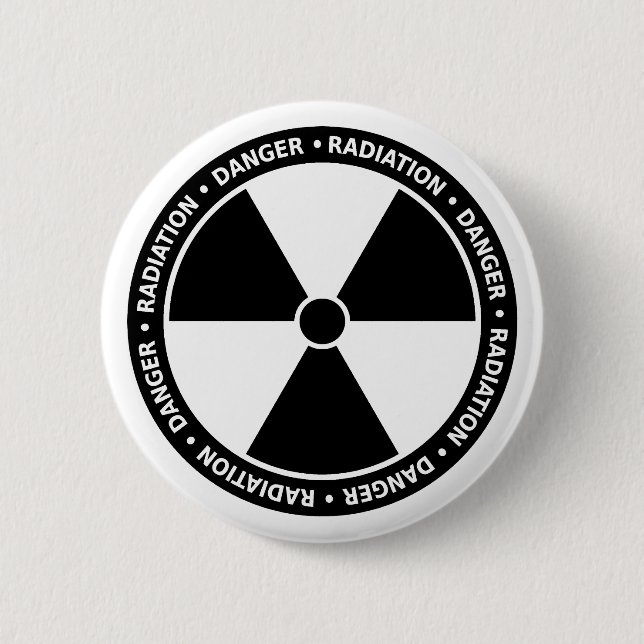 Schwarzweiss-Strahlungs-Symbol-Knopf Button (Vorderseite)