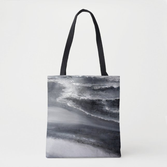 Schwarzweiss-Strand-Taschen-Tasche (Vorderseite)