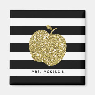 Schwarzweiss-Streifen-GoldApple-Lehrer-Magnet Magnet