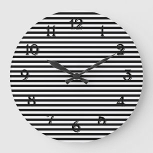 Schwarzweiss-Streifen Große Wanduhr