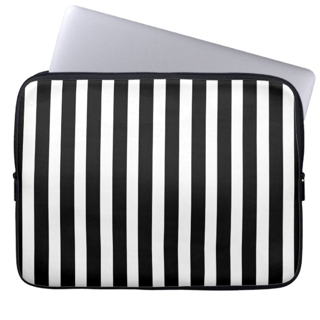 Schwarzweiss-Streifen Laptopschutzhülle (Vorderseite)