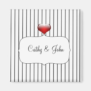 Schwarzweiss-Streifen-moderne Hochzeit Magnet