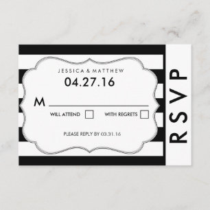 Schwarzweiss-Streifen-moderne Hochzeit UAWG Karte