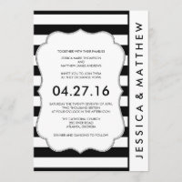 Schwarzweiss-Streifen-moderne Hochzeits-Einladung