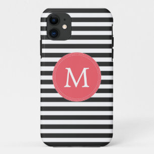 Schwarzweiss-Streifen-Monogramm Iphone 5/5S Kasten 11 Hülle