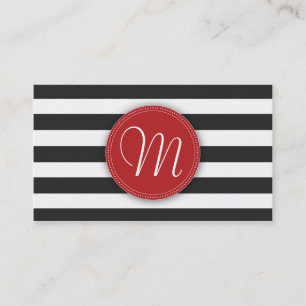 Schwarzweiss-Streifen-Monogramm-Visitenkarte Visitenkarte