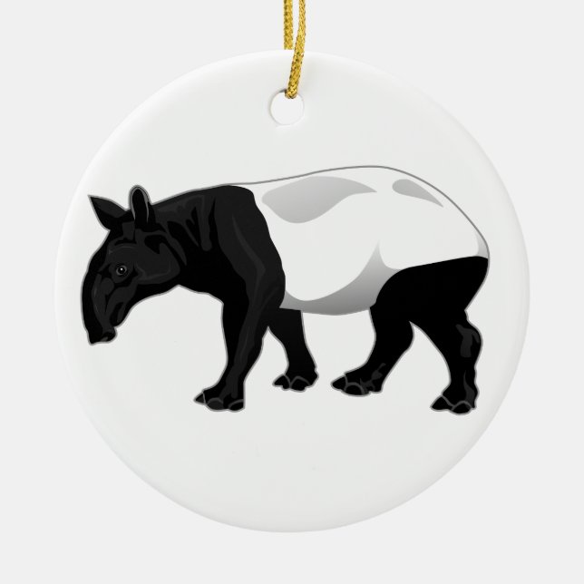 Schwarzweiss-Tapir Keramikornament (Vorne)