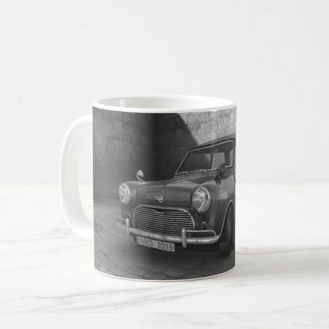 Schwarzweiss-Tasse des Vintagen Kaffeetasse (Vorderseite Links)