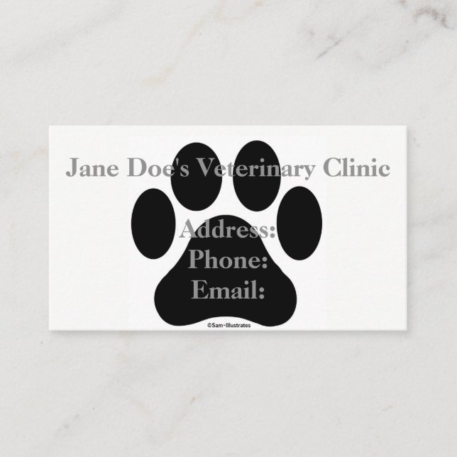 Schwarzweiss-Tatzen-Druck-Visitenkarte-Schablone Visitenkarte (Vorderseite)