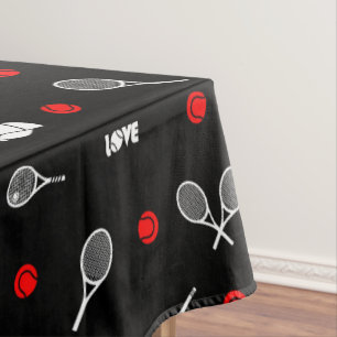 🎾, Schwarzweiß-Tennis-🎾 Tischdecke