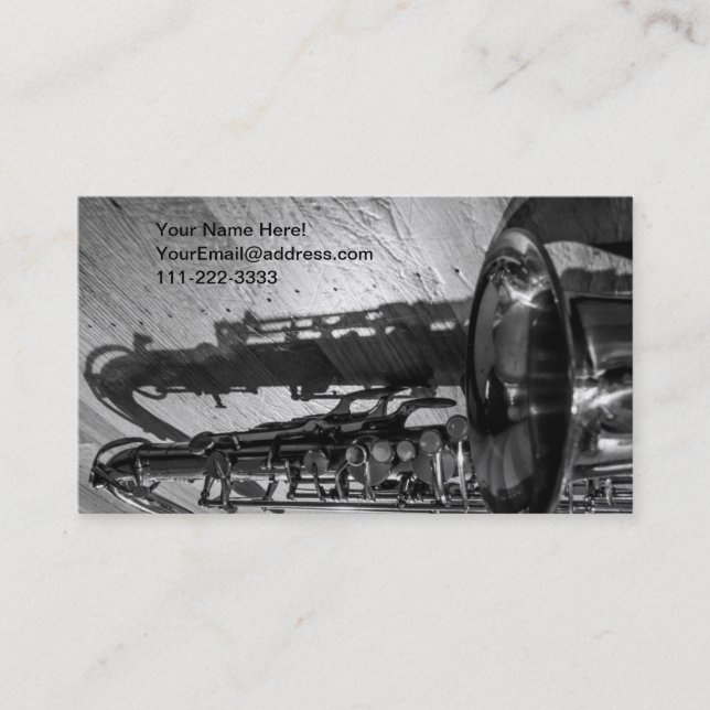 Schwarzweiss-Tenorsaxofon Visitenkarte (Vorderseite)