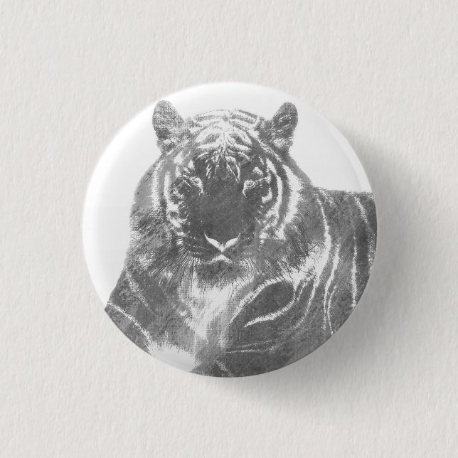 Schwarzweiß-Tiger Button (Vorderseite)