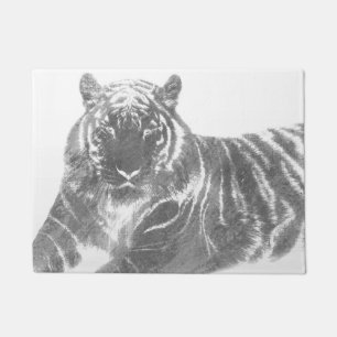 Schwarzweiß-Tiger Fußmatte