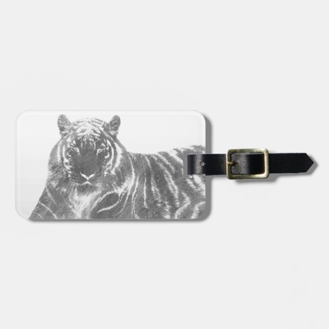 Schwarzweiß-Tiger Gepäckanhänger (Vorderseite horizontal)