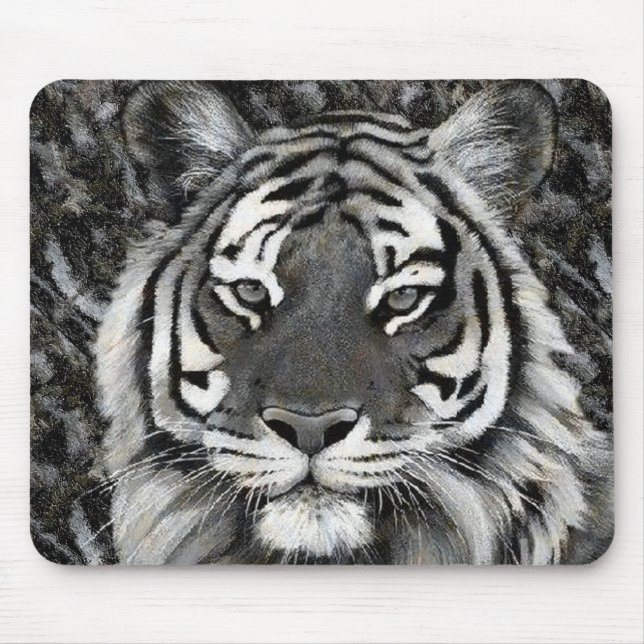 Schwarzweiss-Tiger Mousepad (Vorne)
