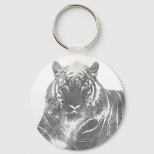 Schwarzweiß-Tiger Schlüsselanhänger