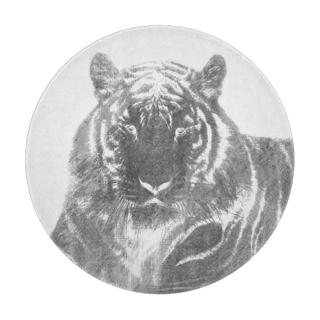 Schwarzweiß-Tiger Schneidebrett (Vorderseite)